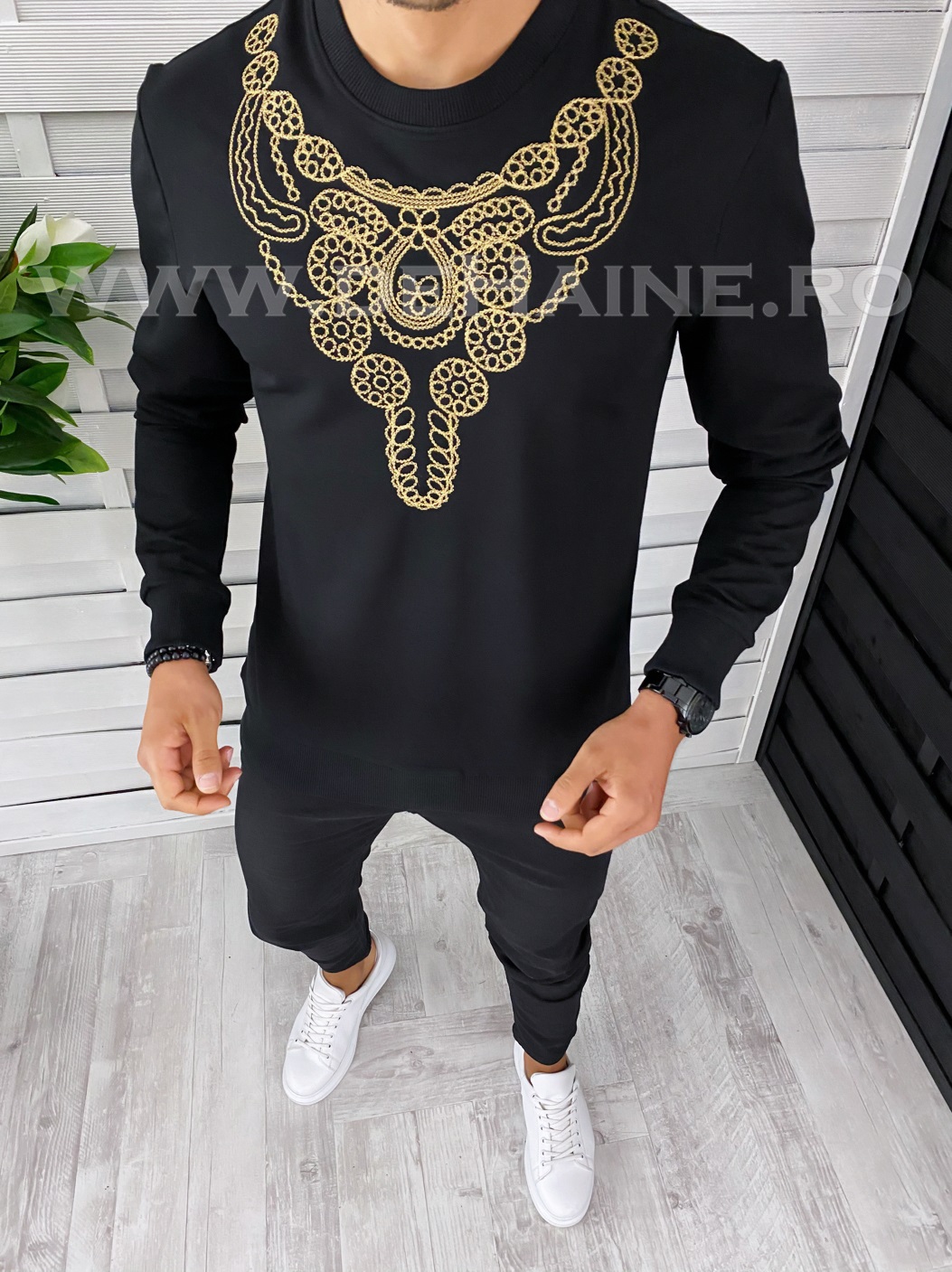 Bluza barbati neagra slim fit 2557 i7-4*